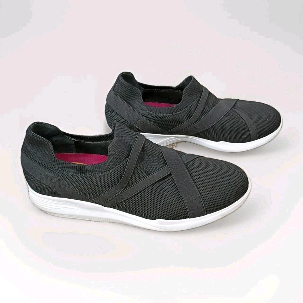 Munro Dash Womens Size 8 Black Comfort Walking Slip On Sneakers Stretch Shoes